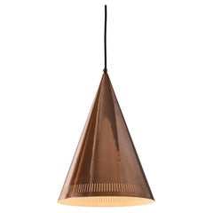 Monumental 1950s Conical Perforated Copper Pendant Attributed to Paavo Tynell