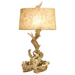 Lampe monumentale en bois flotté des années 1950