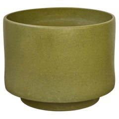 Monumental 1960s Gainey Olive Green Speckle Glazed Ceramic Planter