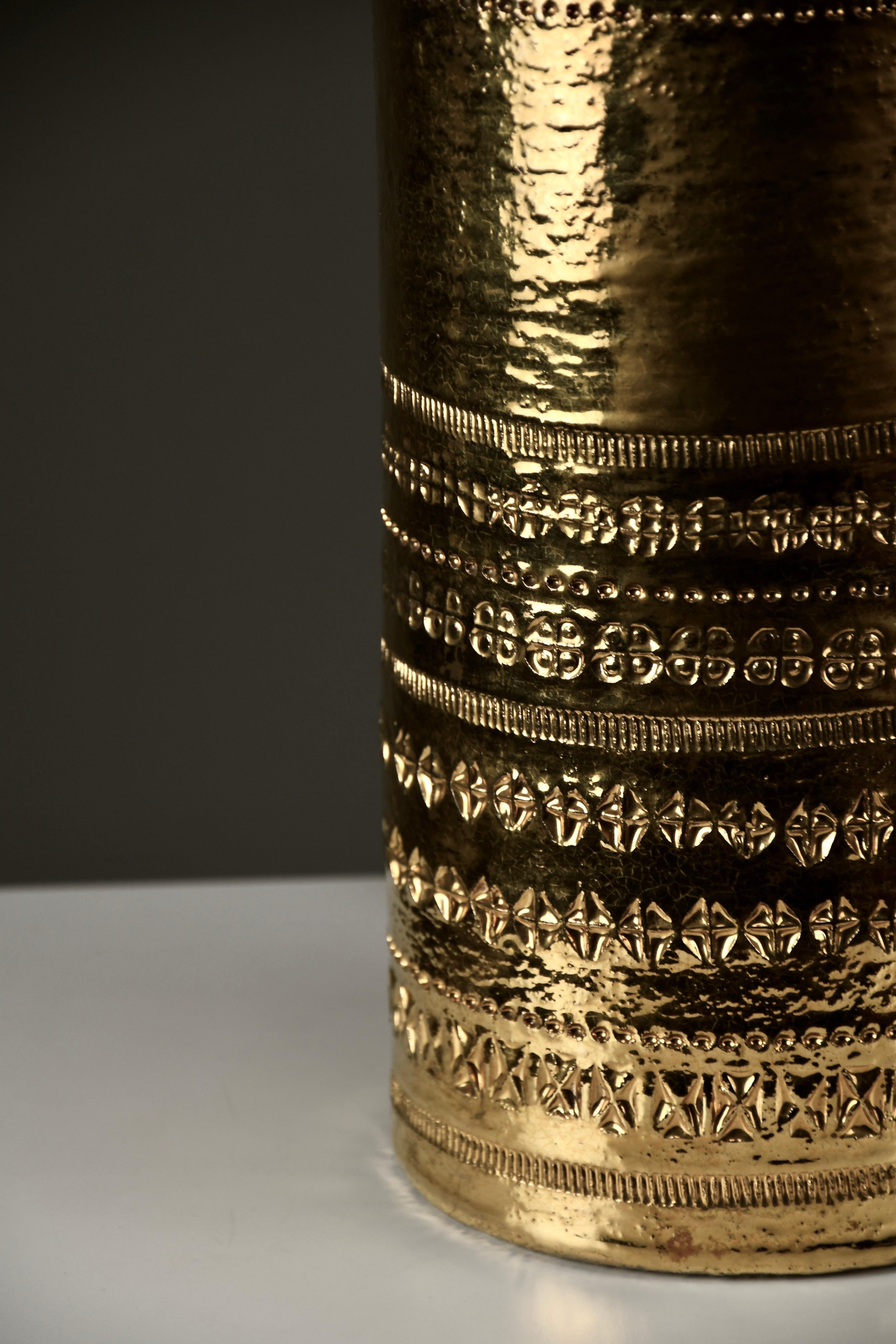 Mid-Century Modern Monumental 1960s Gilded Table Lamp by Aldo Londi for Bitossi For Sale