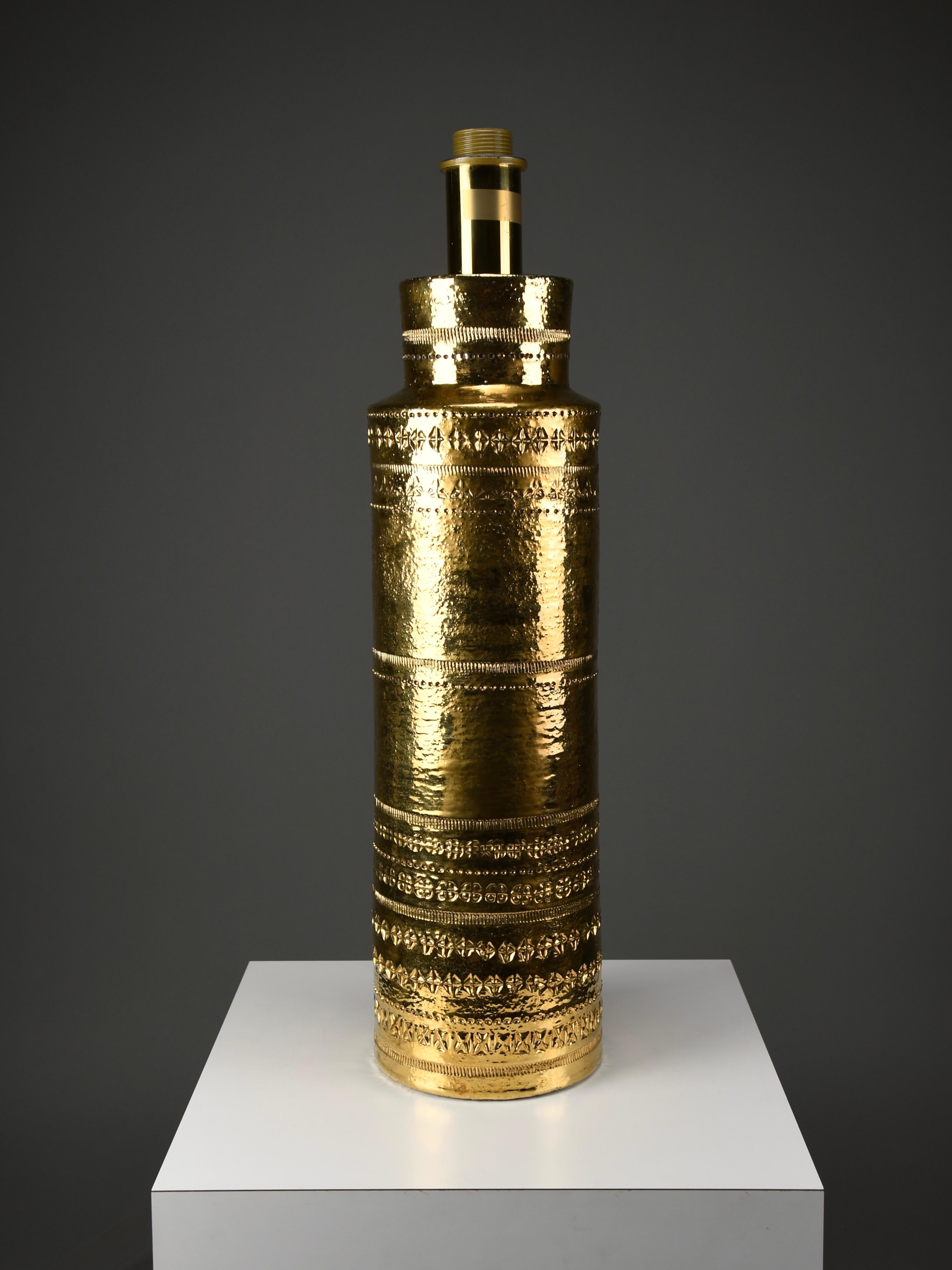 Ceramic Monumental 1960s Gilded Table Lamp by Aldo Londi for Bitossi For Sale