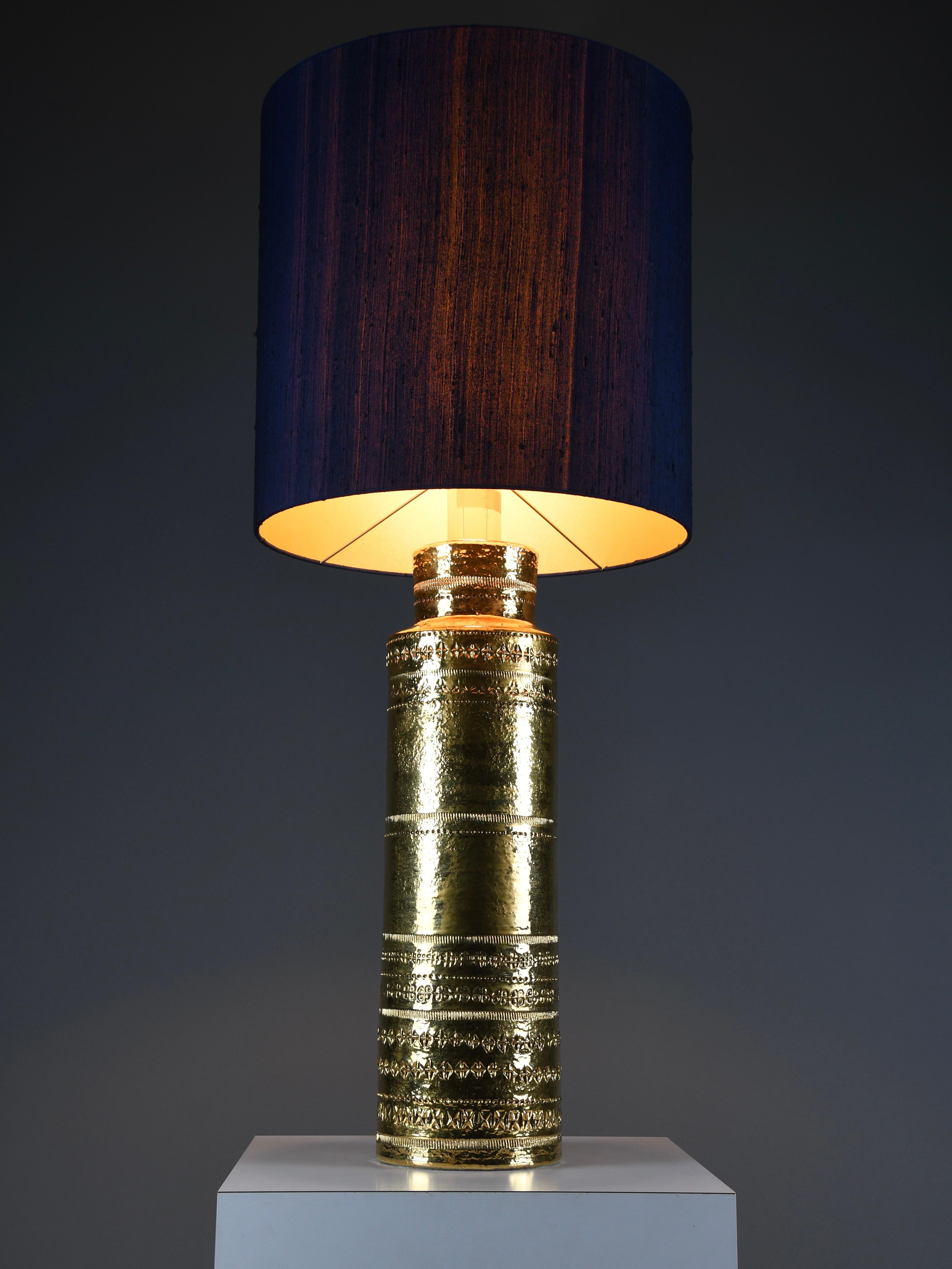 Monumental 1960s Gilded Table Lamp by Aldo Londi for Bitossi For Sale 1