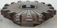 Monumental 1960s Spanish Colonial Sunburst Brazier Table & Wrought Iron Mounts