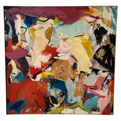 Monumental 1965 American School Abstract Expressionist Painting by Evans - 5'x5'