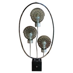 Monumentale Tischlampe aus Chrom und Rauchglas aus den 1970er Jahren