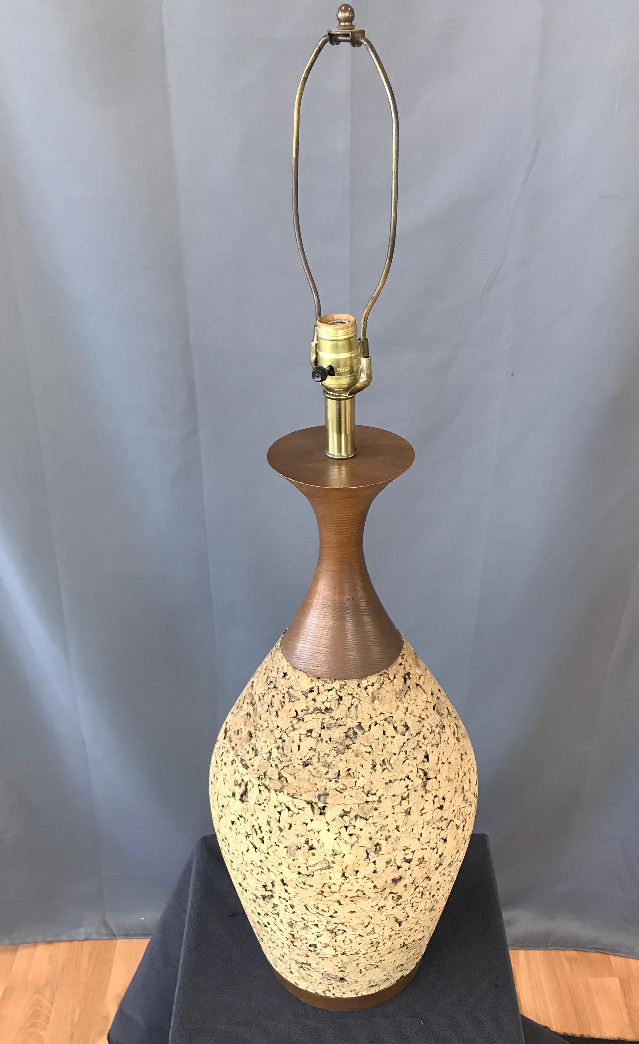 Monumental, 1970s Cork Lamp In Good Condition In San Francisco, CA