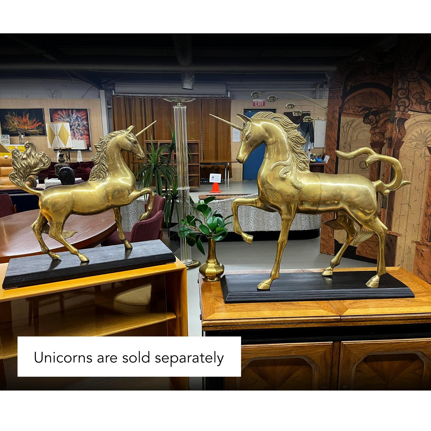 Monumental 1970s Decorative Hollywood Regency Solid Brass Unicorn Horse 6