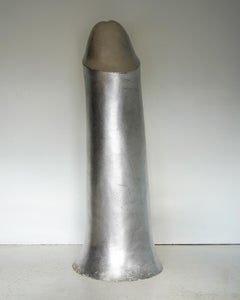 Monumental 1970s Italian Fiberglass Male Anatomy Sculpture With Metallic Finish