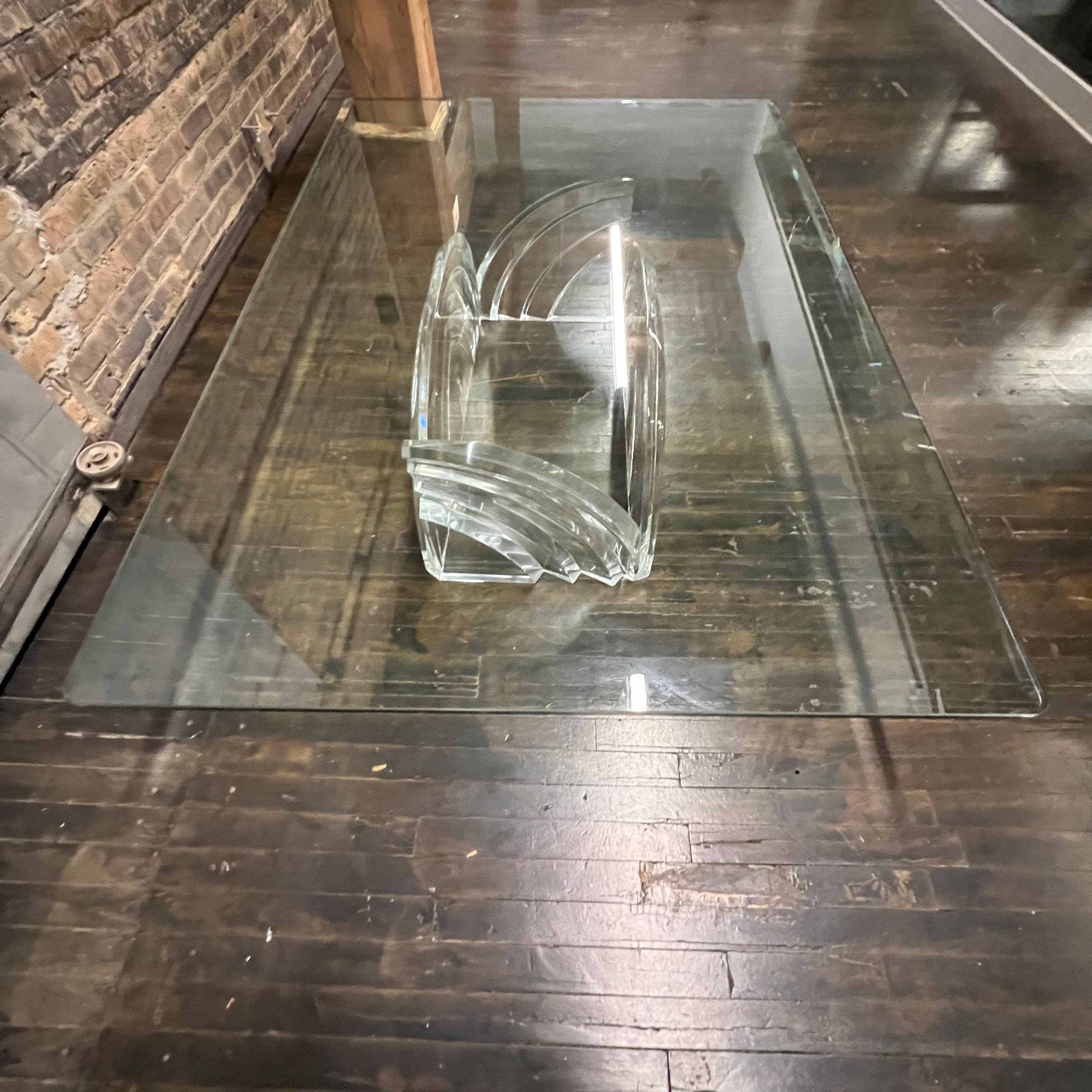Late 20th Century Monumental 1980's Rectangular Lucite and Glass Coffee Table For Sale