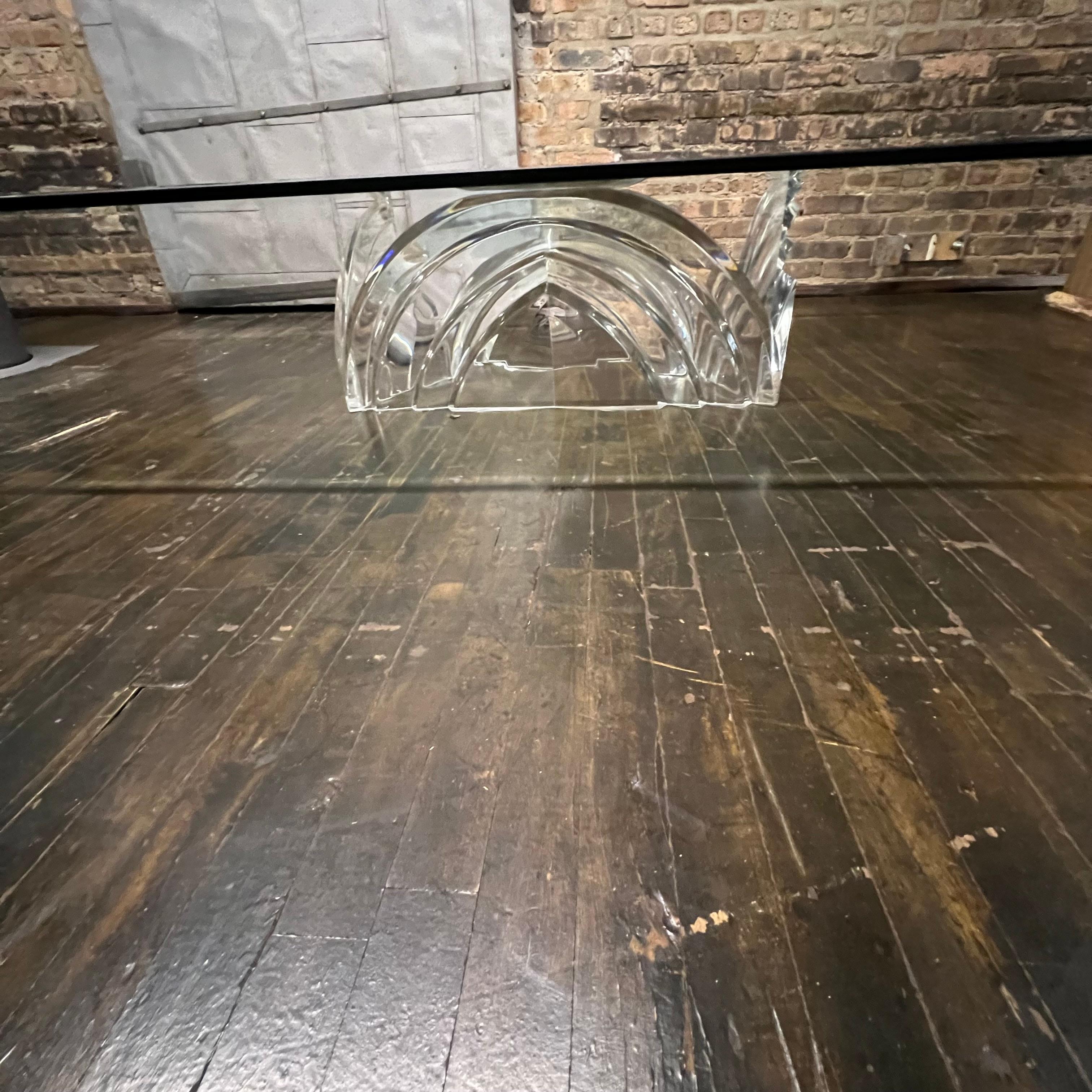 Monumental 1980's Rectangular Lucite and Glass Coffee Table For Sale 2