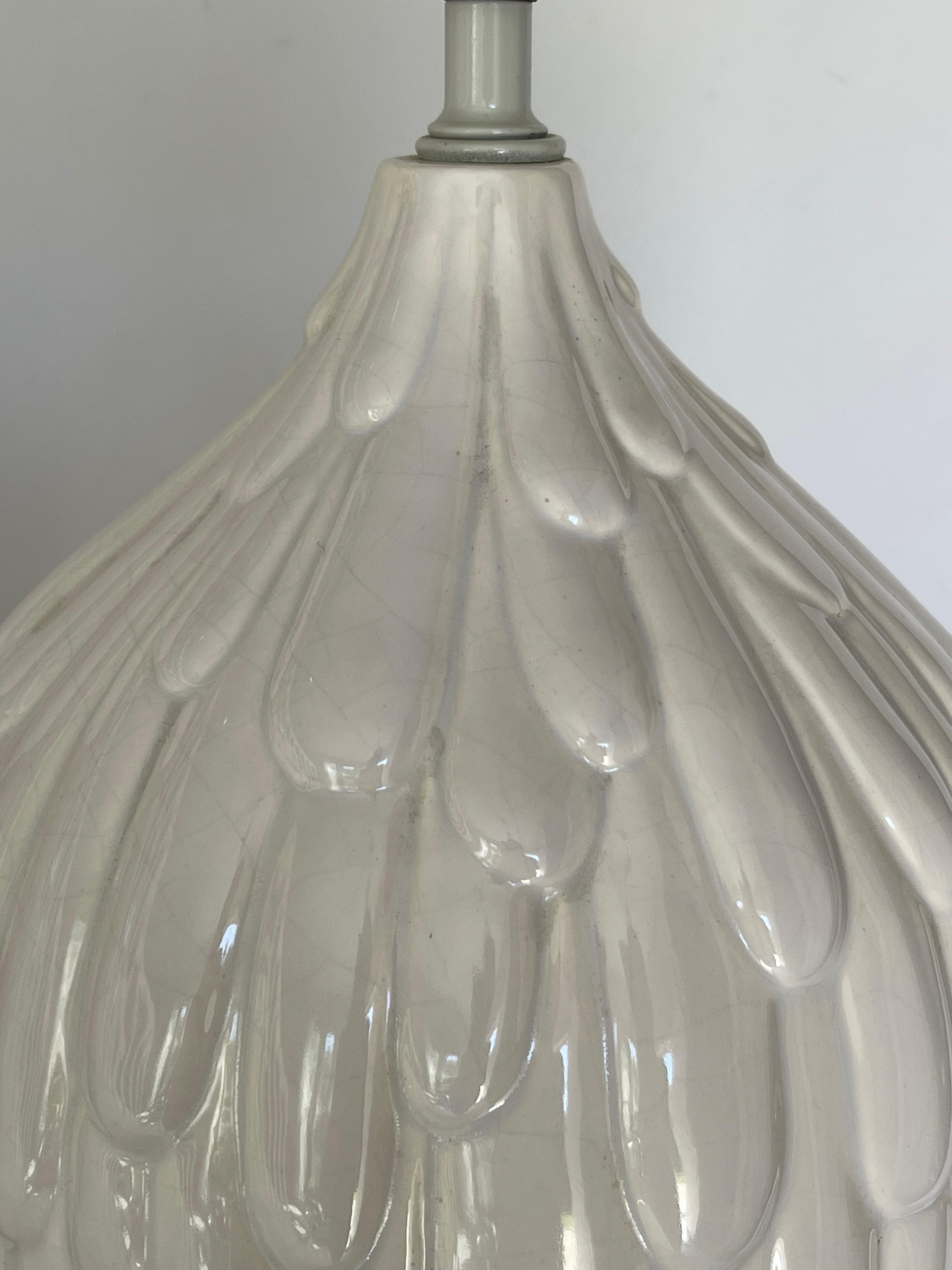 Monumental 1980's Royal Haeger White Glazed Ceramic Lamps In Good Condition For Sale In New York, NY