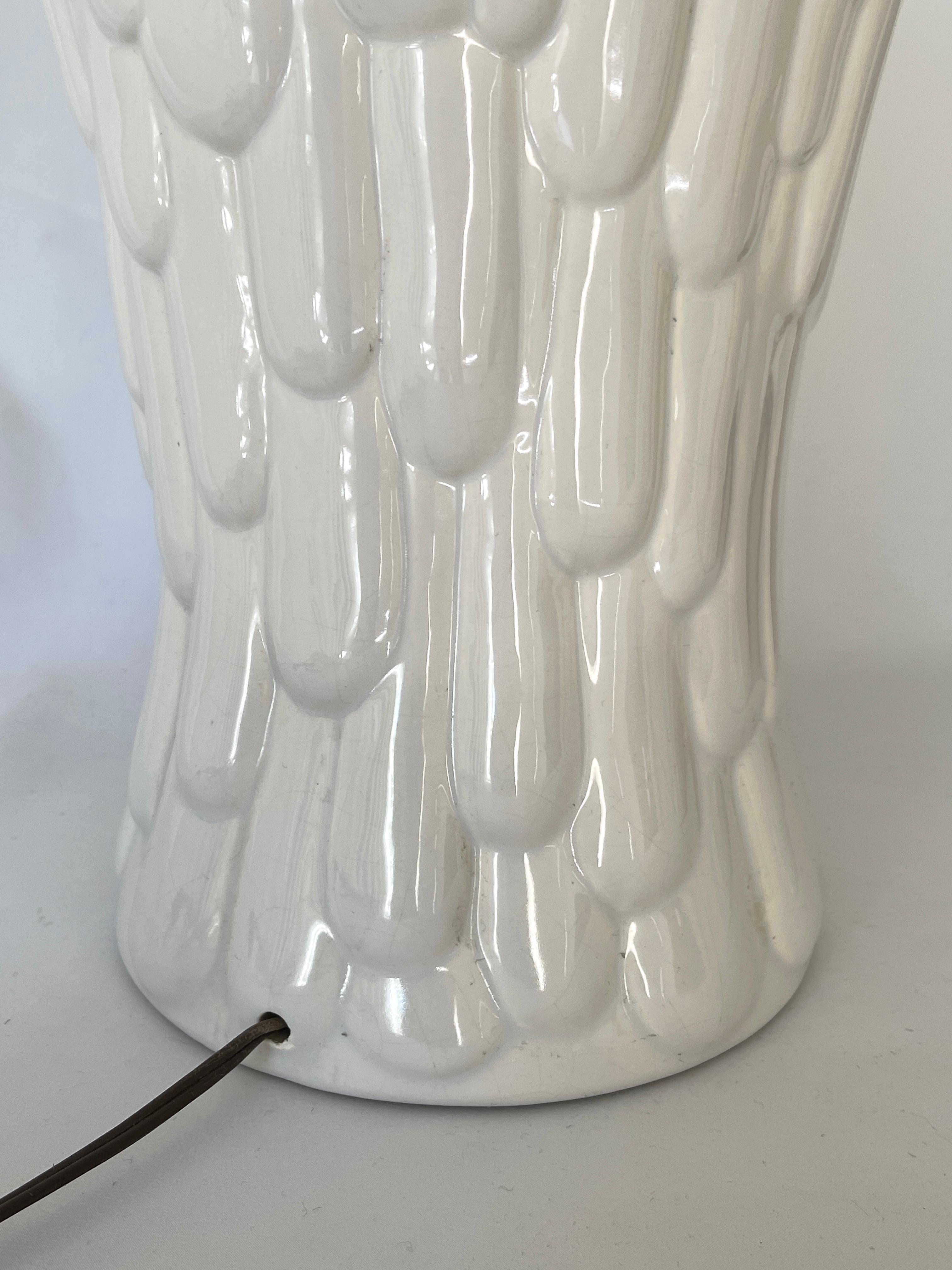 Monumental 1980's Royal Haeger White Glazed Ceramic Lamps For Sale 1