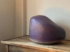 Monumental 1990s Biomorphic Karen Karnes Boulder Vase with Violet Glaze