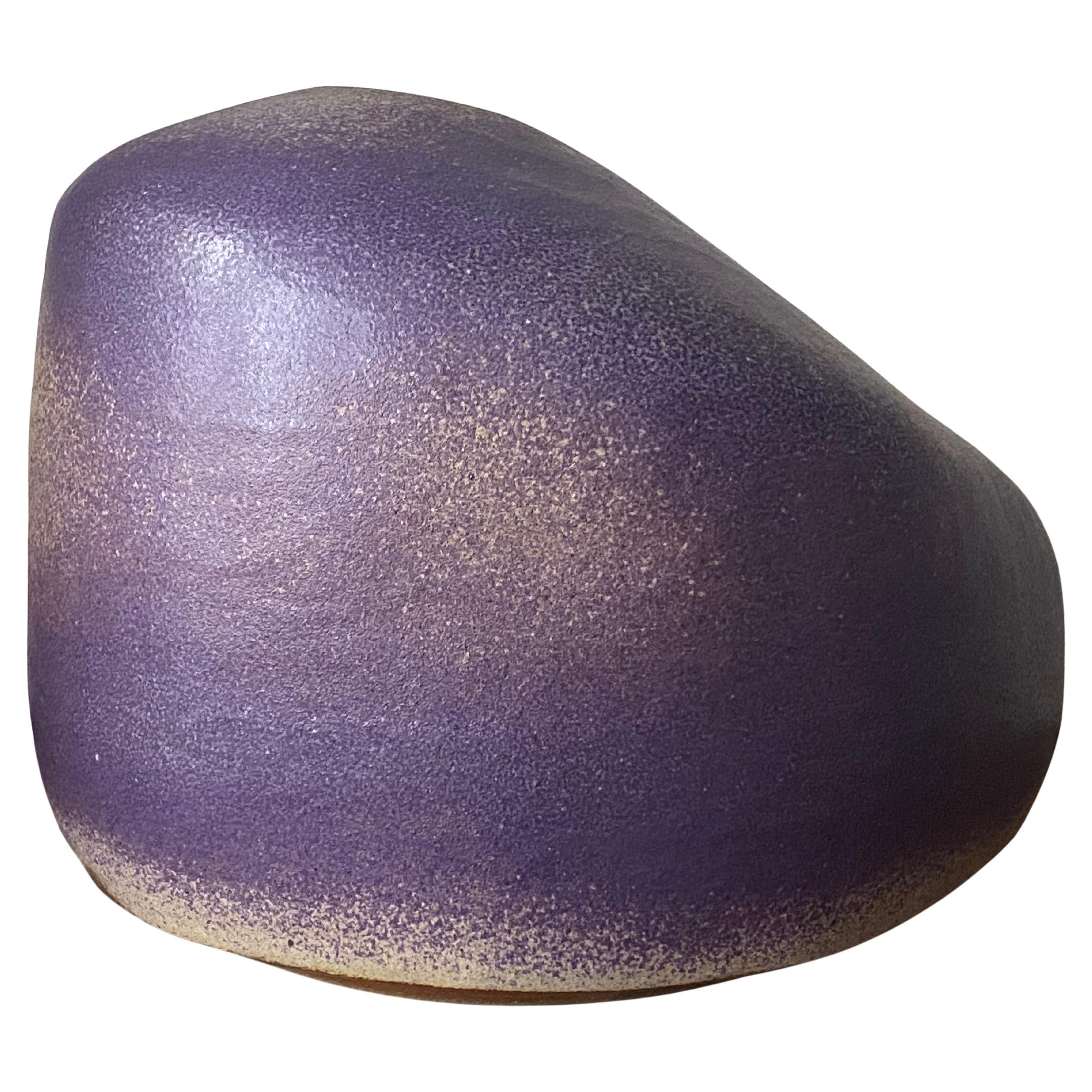 Monumental 1990s Biomorphic Karen Karnes Boulder Vase with Violet Glaze For Sale
