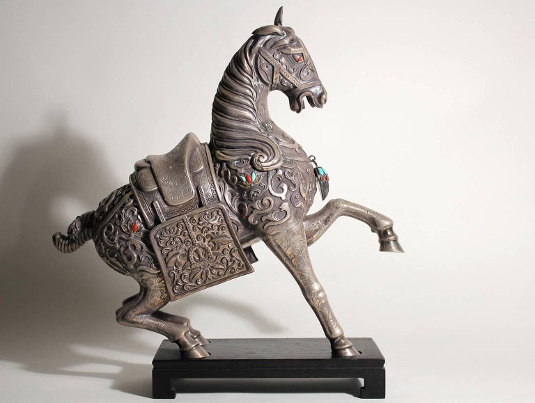Monumental 19th Century Chinese Sterling Silver Horse Sculpture Censer monumental-19th-century-chinese-sterling-silver-horse-sculpture-censer
