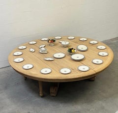 Monumental 19th-C. French Bleached Oak Extension Table