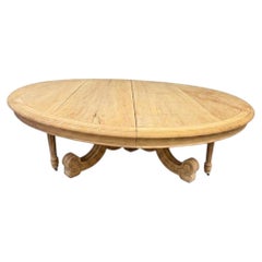 Monumental 19th-C. French Bleached Oak Extension Table