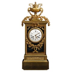 Monumental 19th C. French Louis XIV Style Gilt Bronze & Cut Glass Mantel Clock