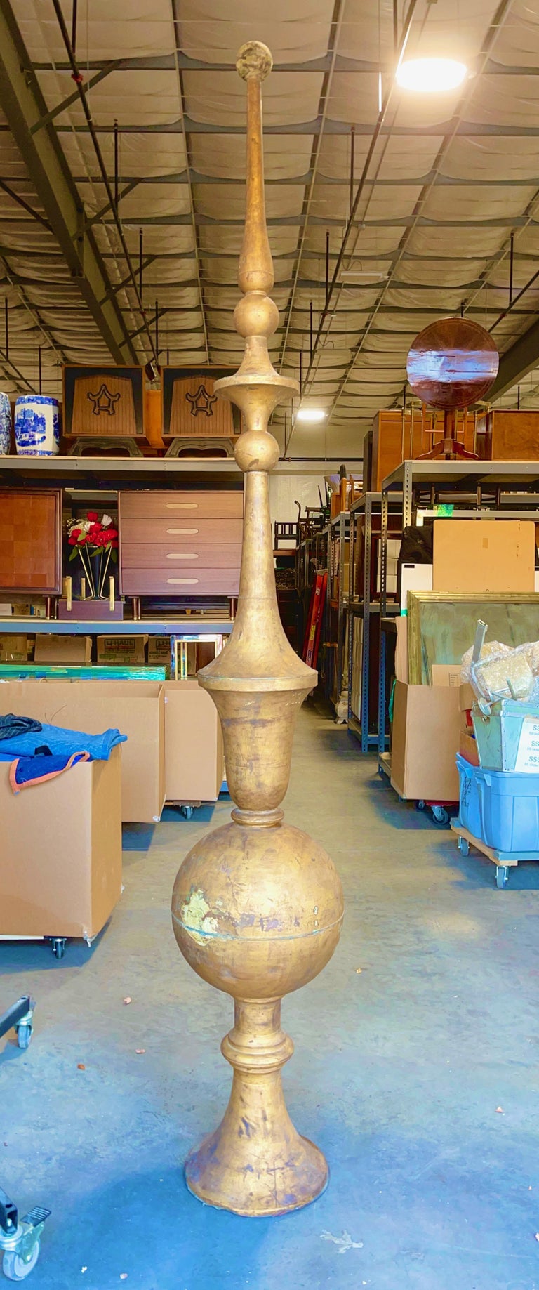 Monumental 19th c Gilt Copper Spire Roof Finial For Sale at 1stDibs