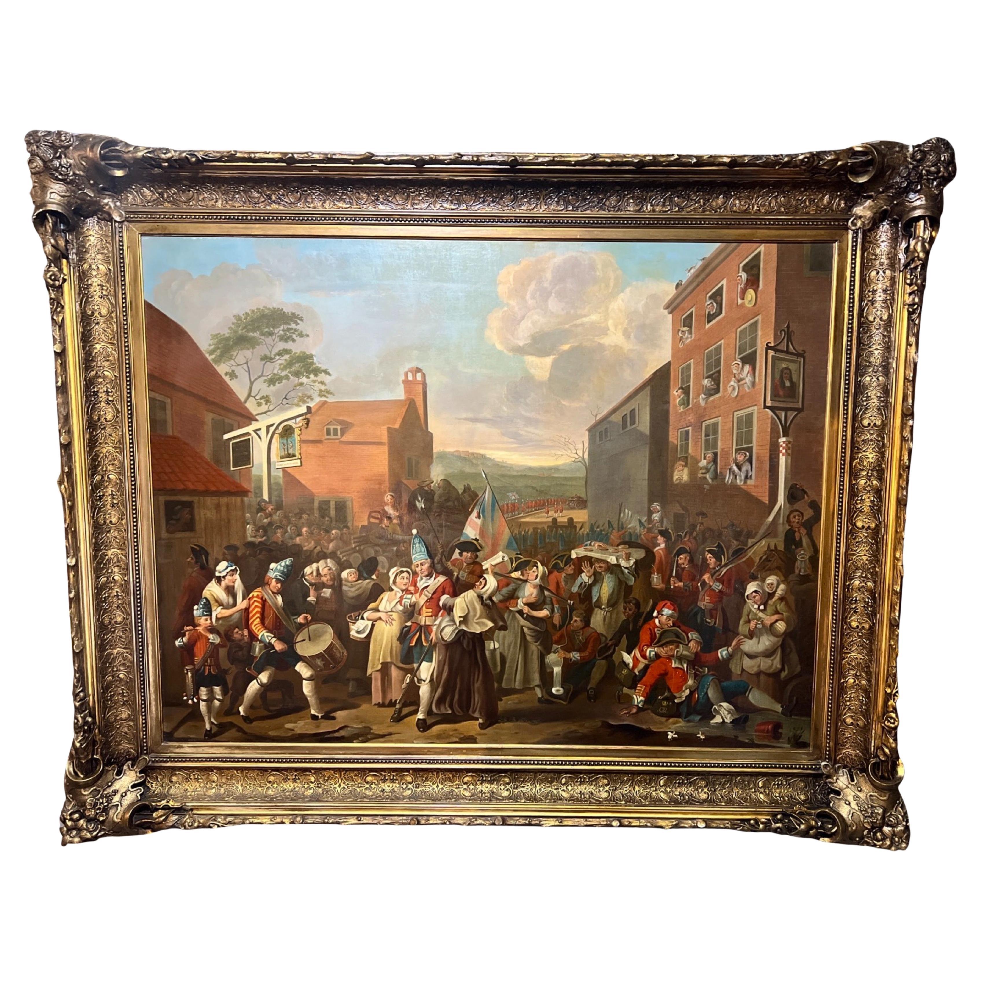 Monumental 19th C., "The March of the Guards to Finchley" After William Hogarth