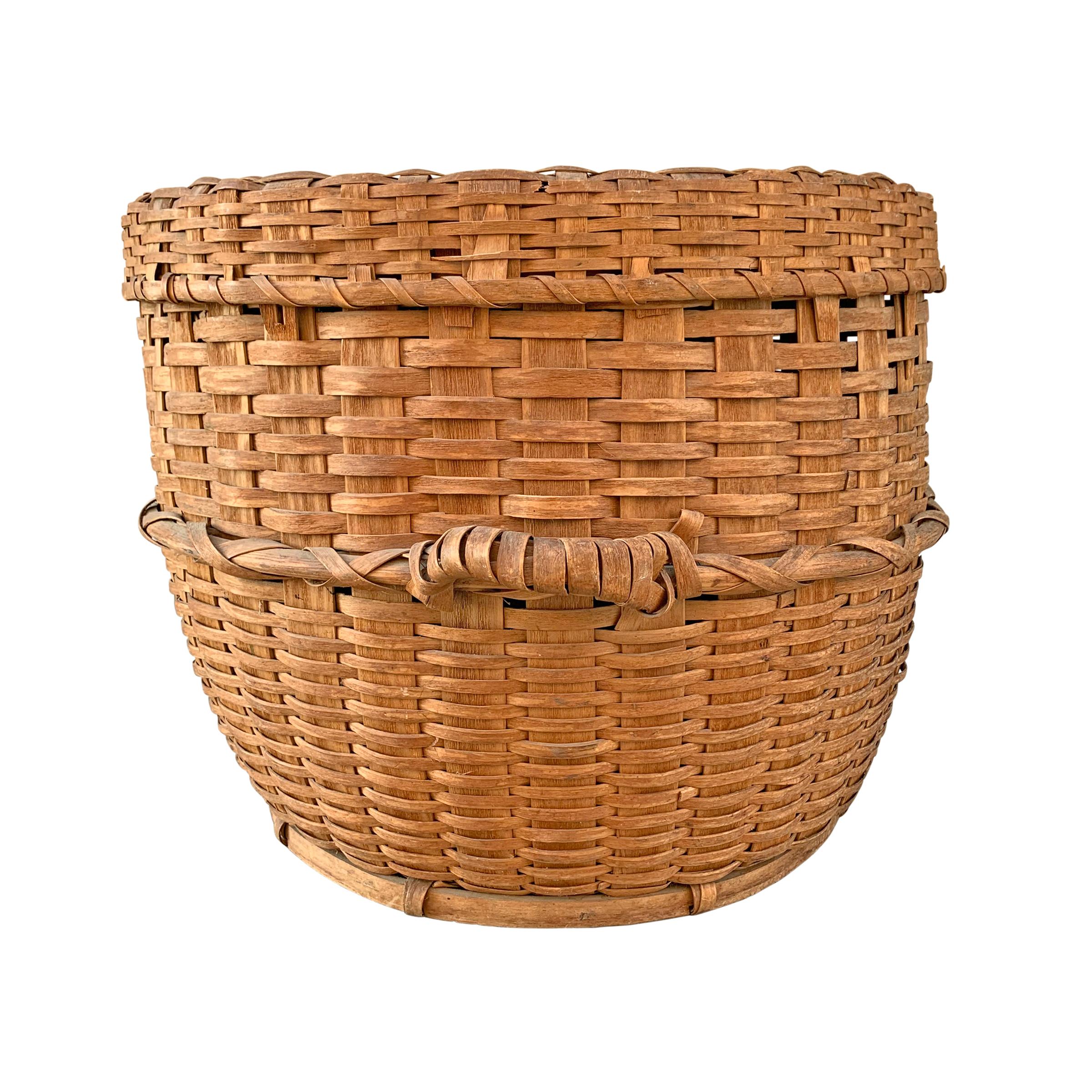 Rustic Monumental 19th Century American Feather Basket For Sale