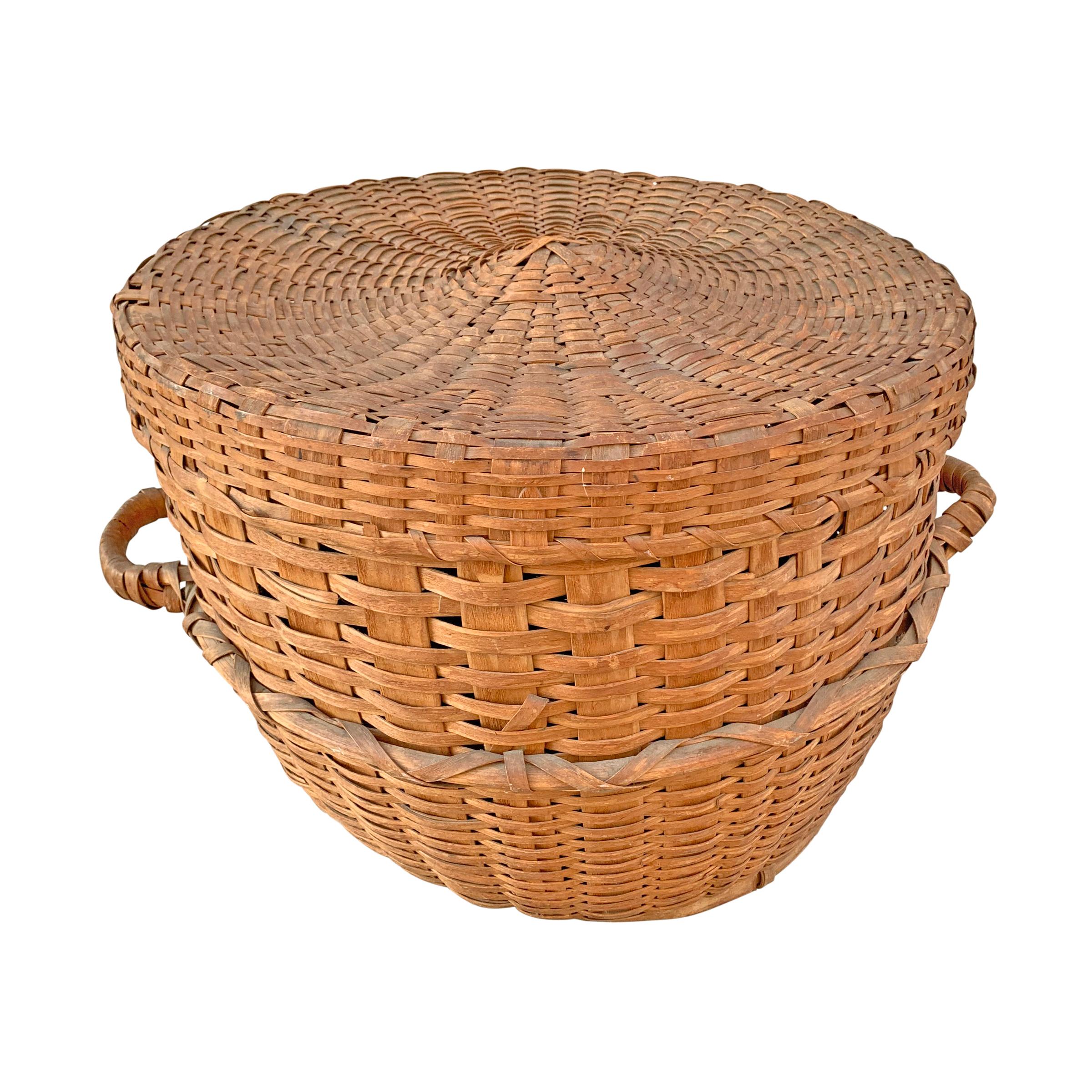 Hand-Woven Monumental 19th Century American Feather Basket For Sale