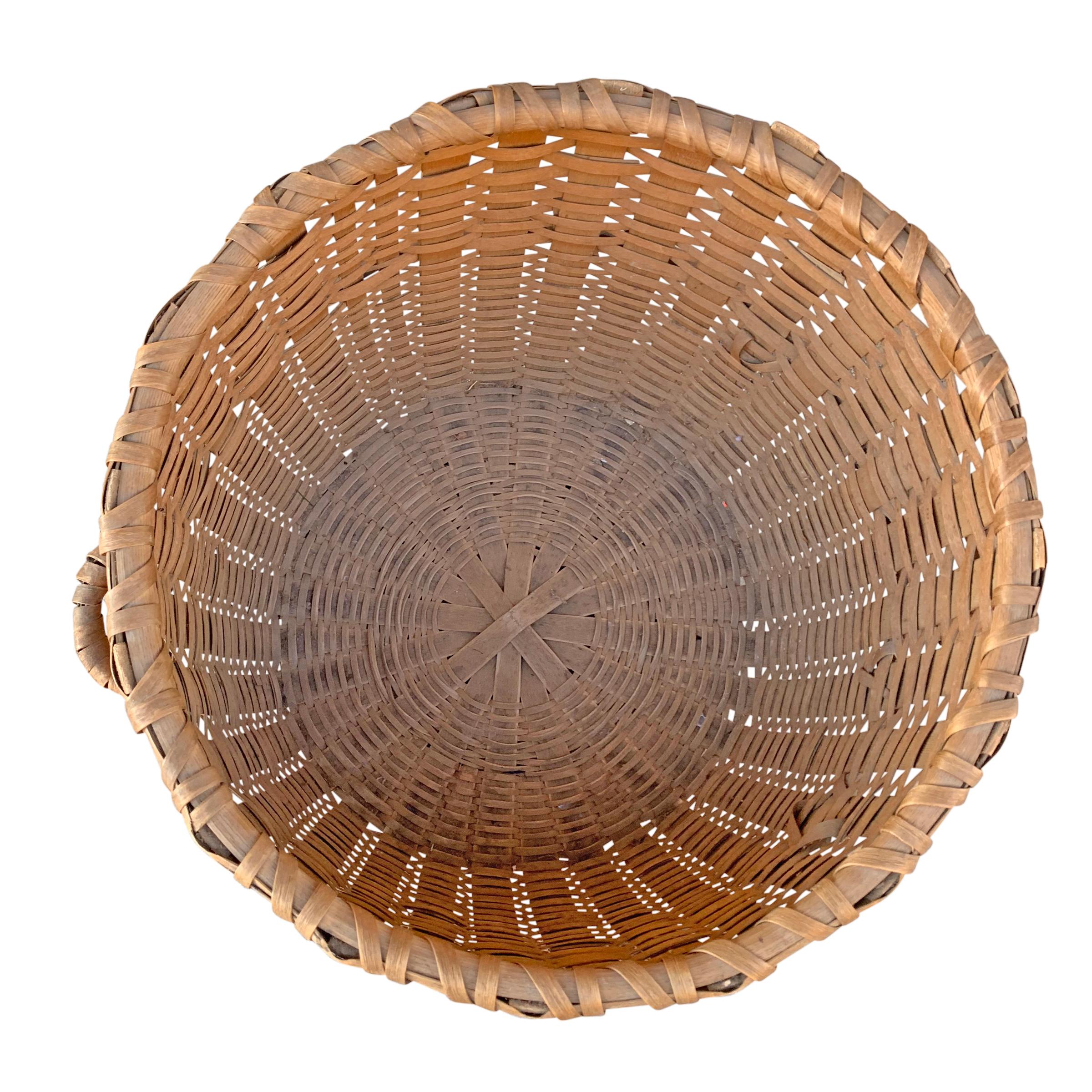 Ash Monumental 19th Century American Feather Basket For Sale