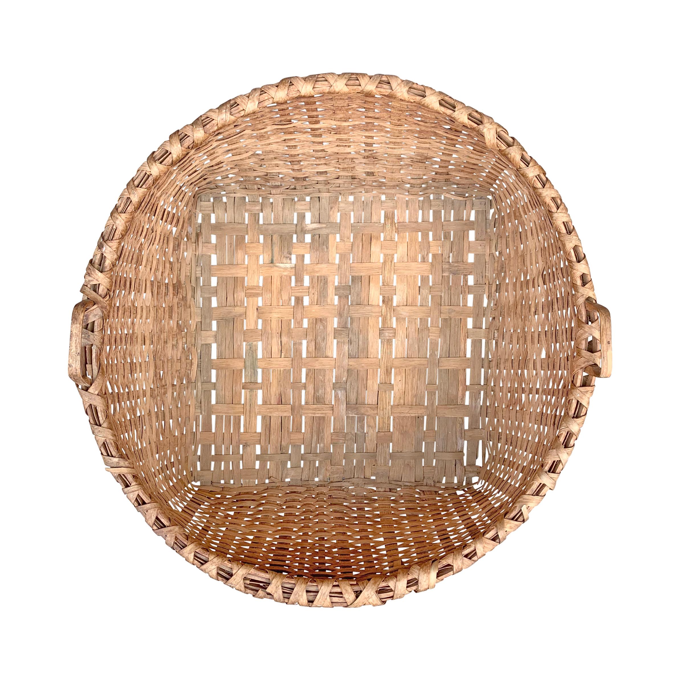 Monumental 19th Century American Oak Splint Basket 4