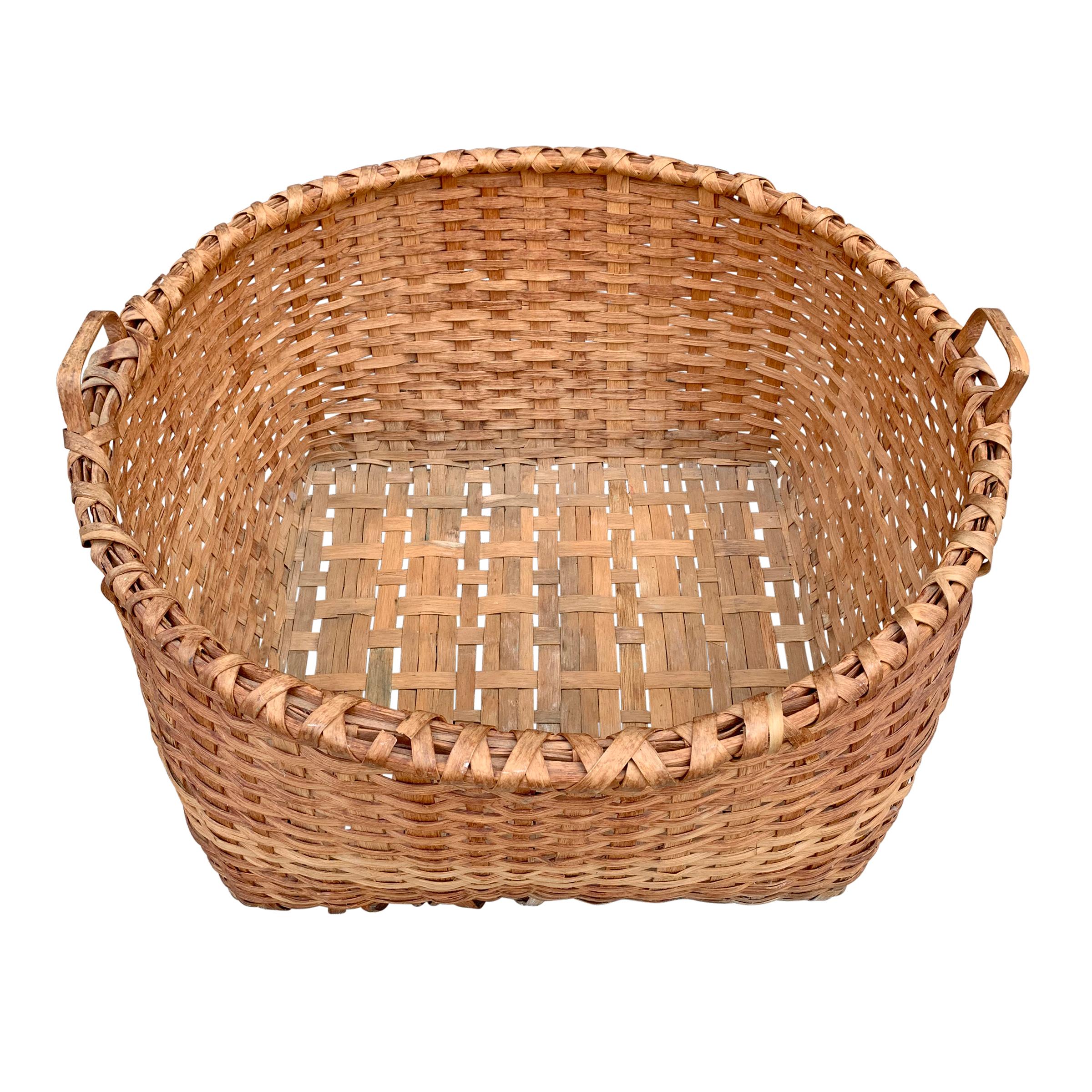 Country Monumental 19th Century American Oak Splint Basket