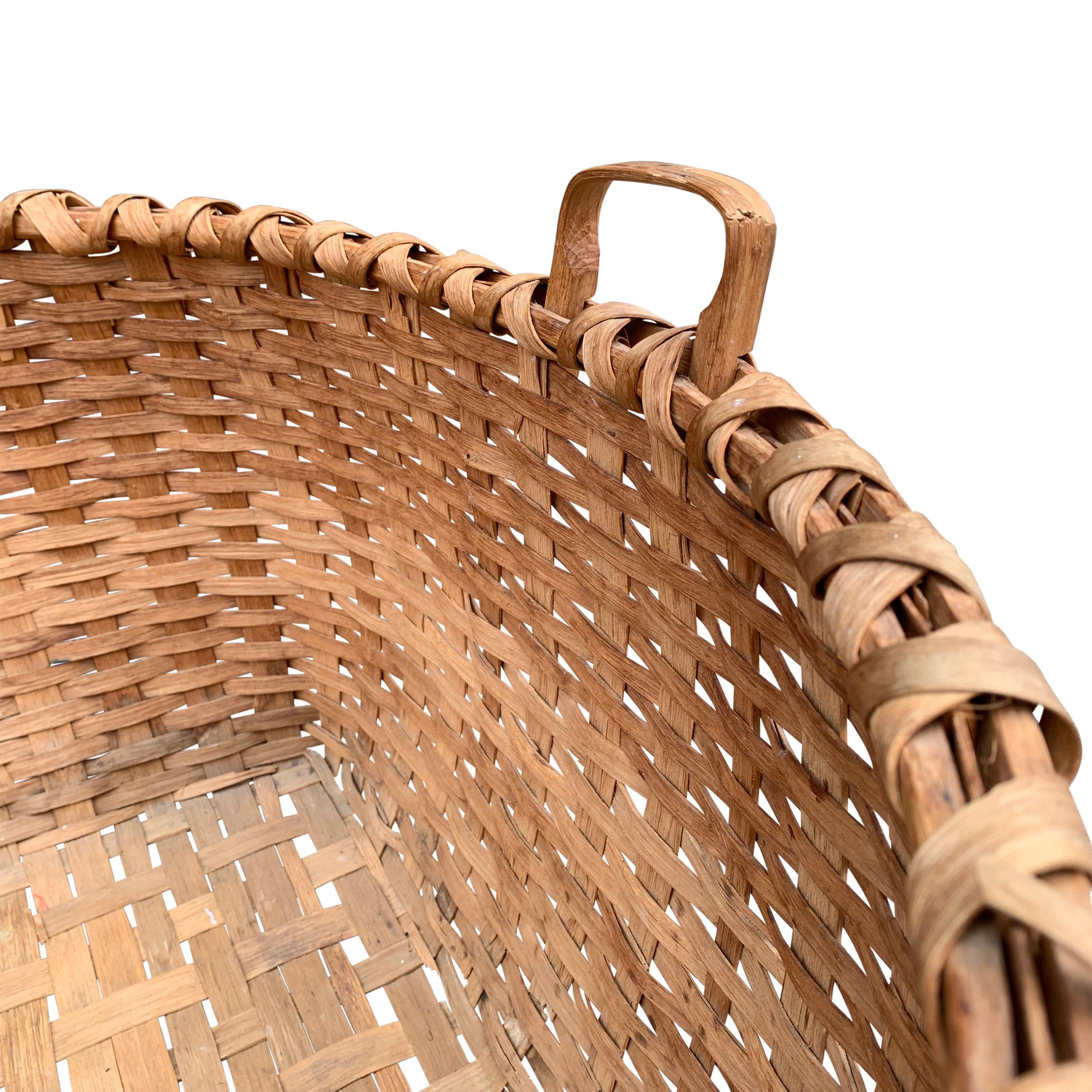 Hand-Woven Monumental 19th Century American Oak Splint Basket