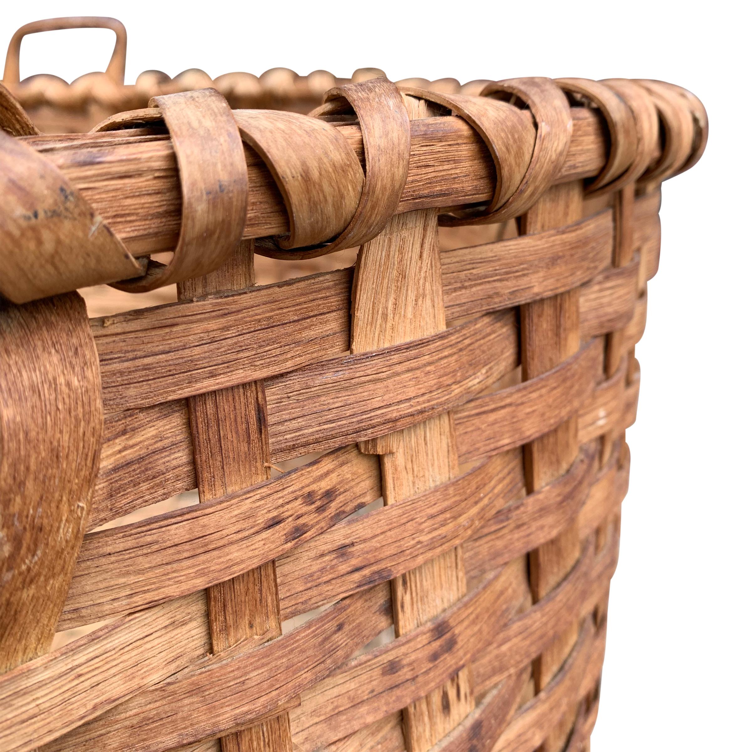 Monumental 19th Century American Oak Splint Basket 1
