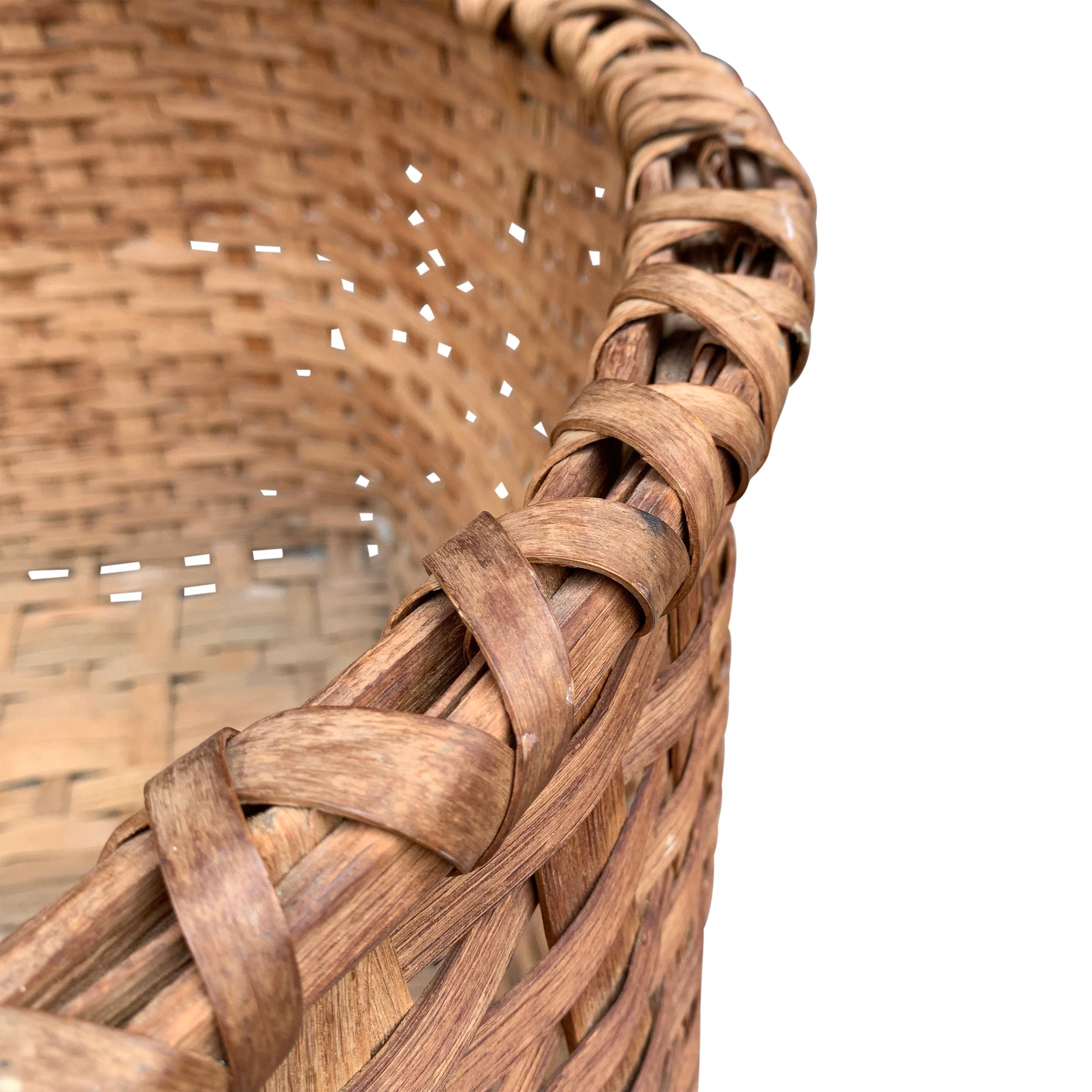 Monumental 19th Century American Oak Splint Basket 2