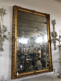 Monumental 19th Century Baroque Giltwood Wall Mirror