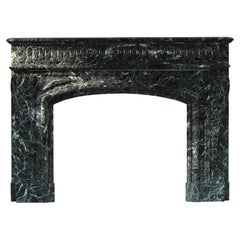 Monumental 19th Century Belgian Vintage Fireplace Surround in Green Marble