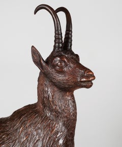 Monumental 19th Century 'Black Forest' Carving of Alpine Mountain Goats