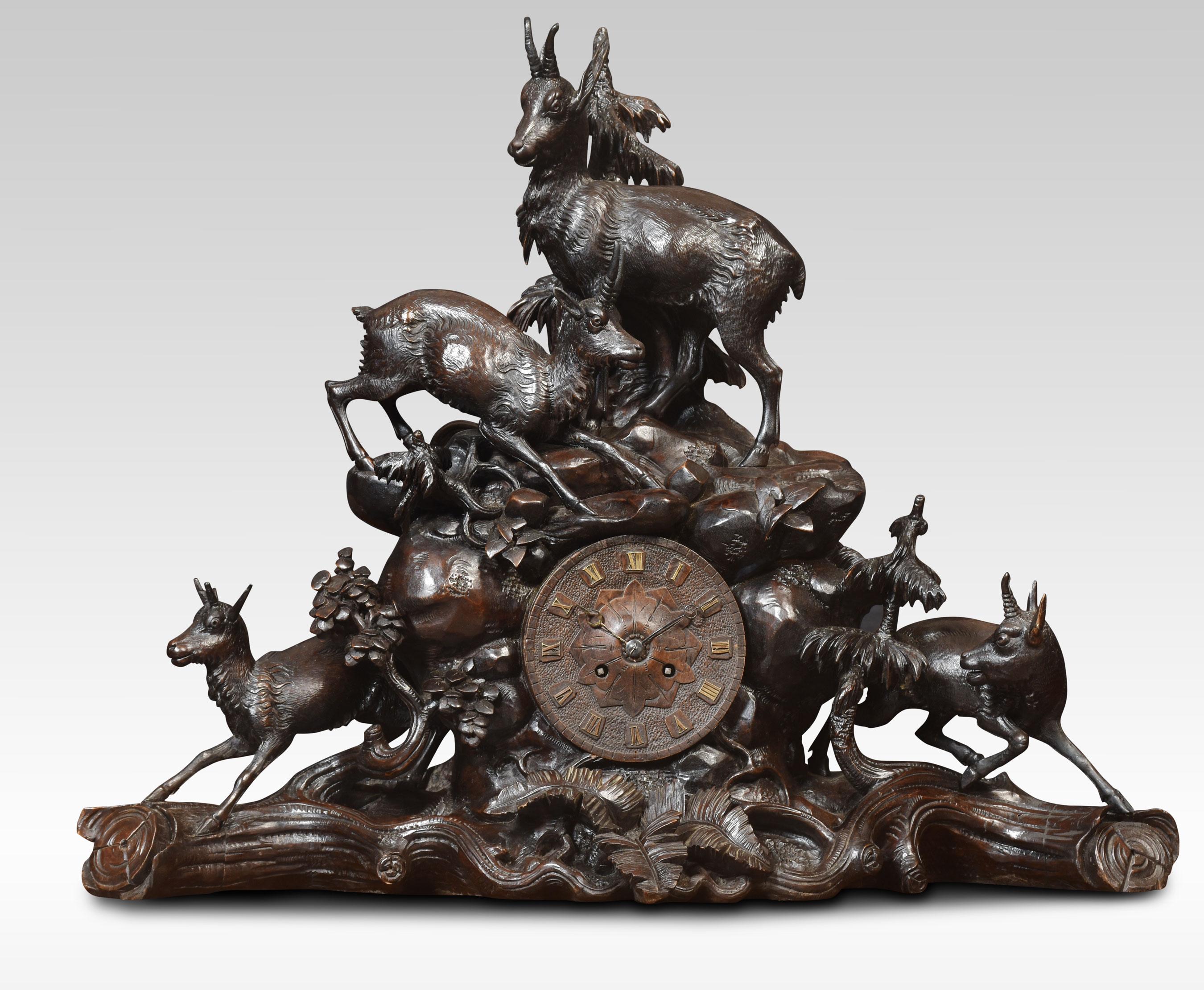 Monumental 19th Century Black Forest Mantel Clock set In Good Condition For Sale In Cheshire, GB