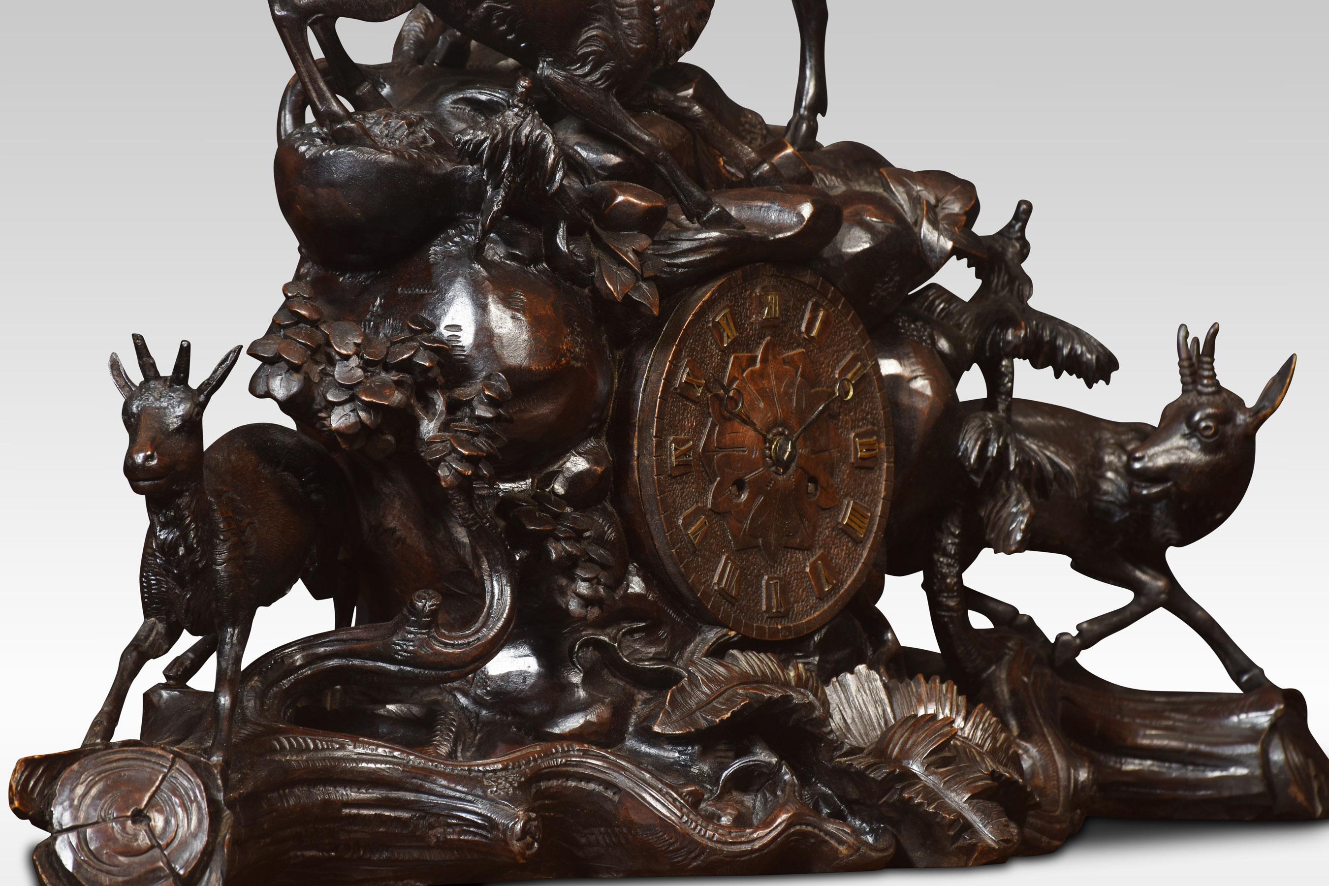Monumental 19th Century Black Forest Mantel Clock set For Sale 1