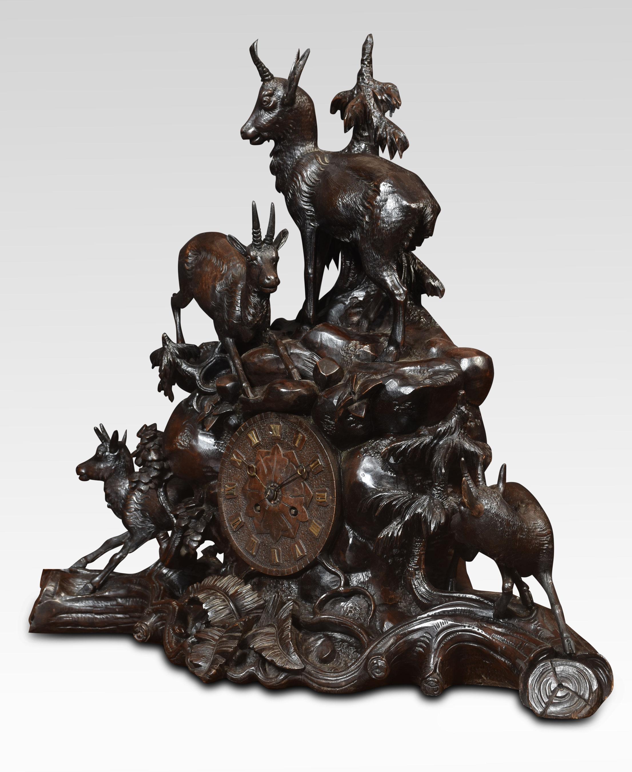 Monumental 19th Century Black Forest Mantel Clock set For Sale 4