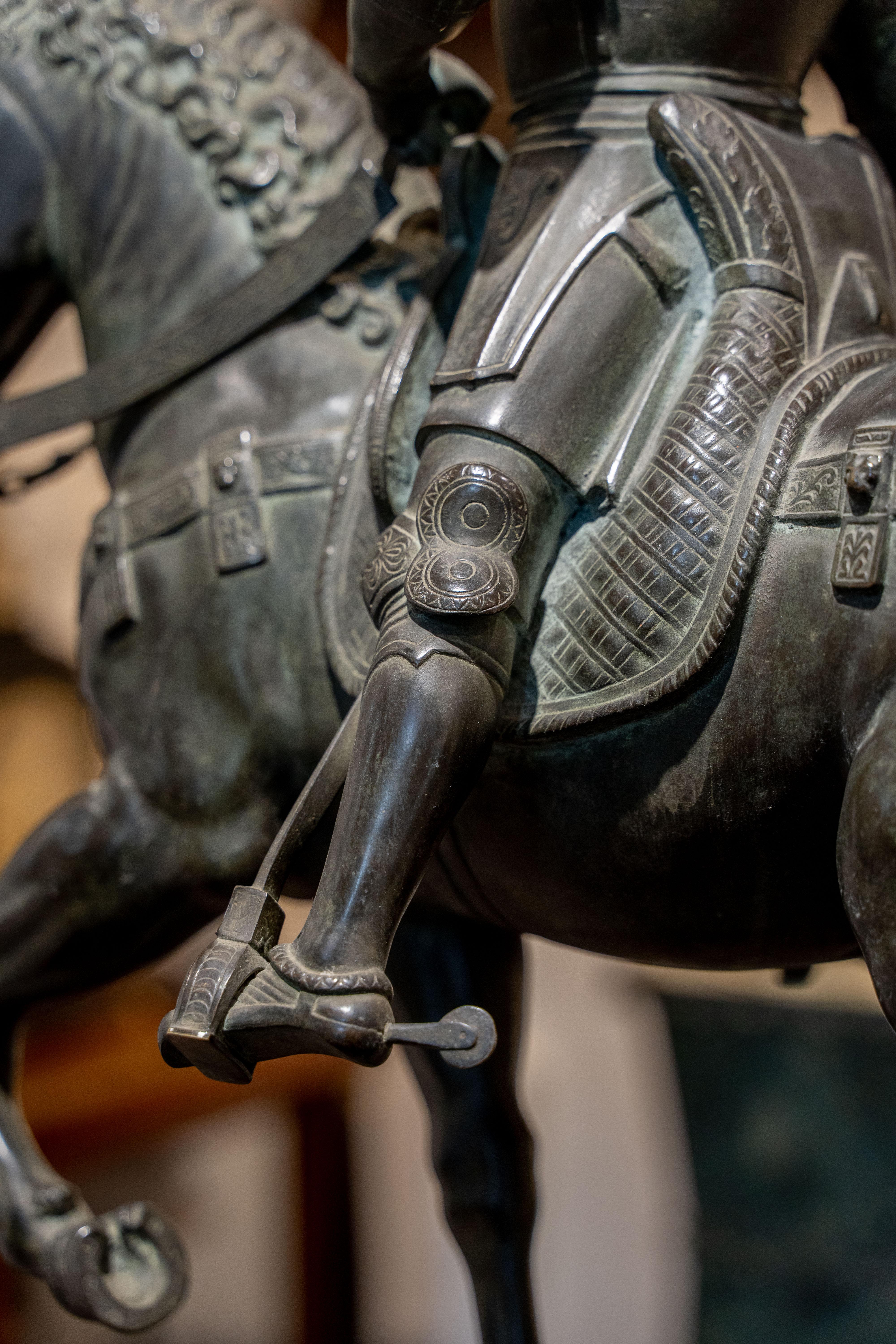 Italian Monumental 19th Century Bronze Equestrian Statue of Bartolomeo Colleoni For Sale