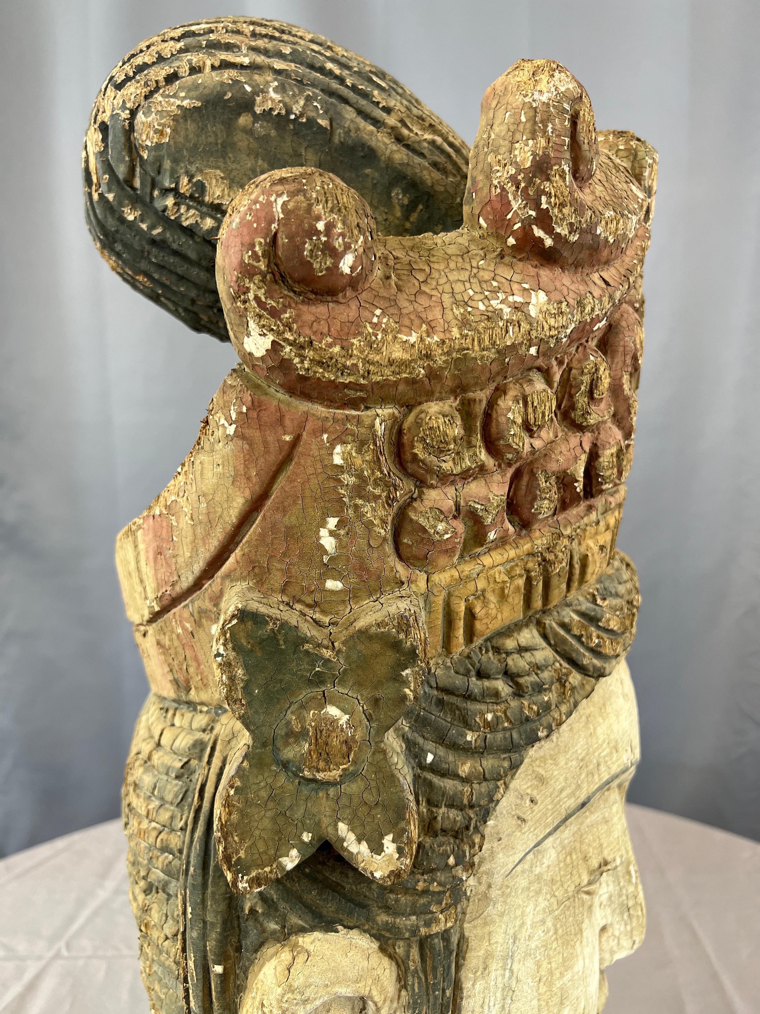 Monumental 19th Century Carved Wood Quan Yin 'Kuan Yin or Guan Yin' Bust For Sale 7