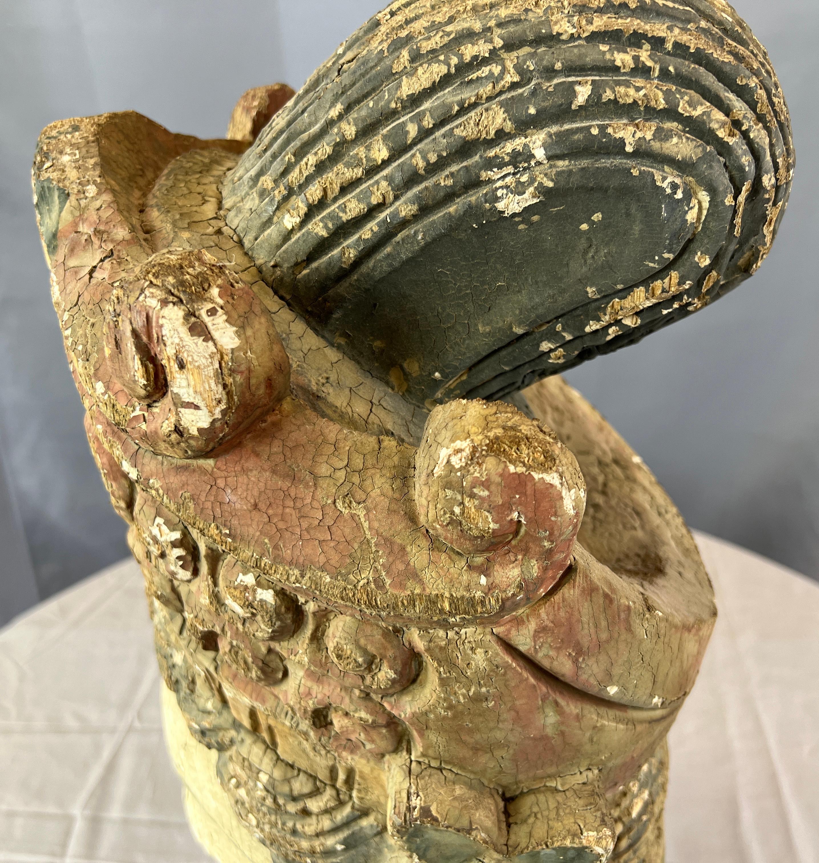 Monumental 19th Century Carved Wood Quan Yin 'Kuan Yin or Guan Yin' Bust For Sale 13
