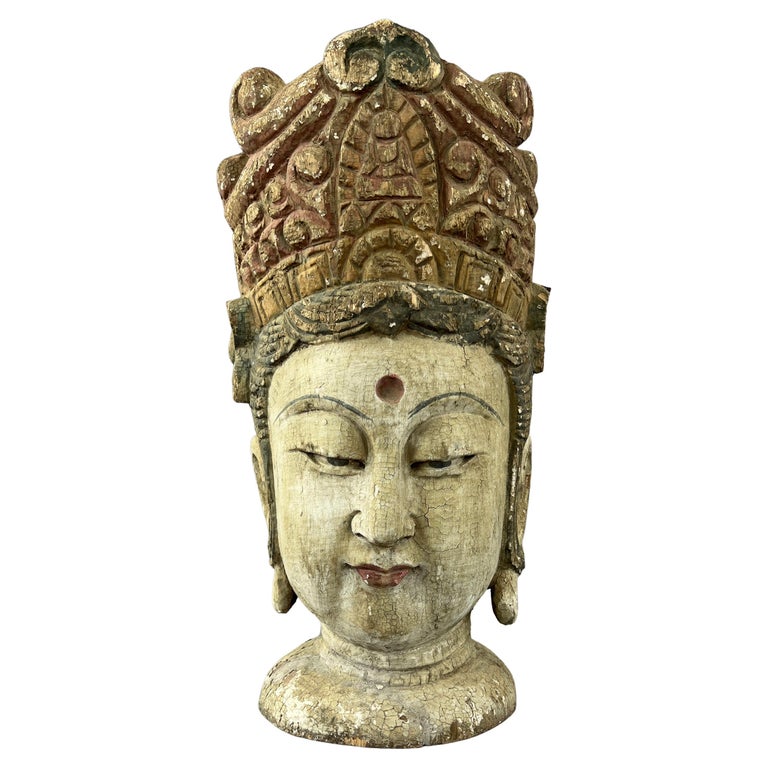 Monumental 19th Century Carved Wood Quan Yin 'Kuan Yin or Guan Yin