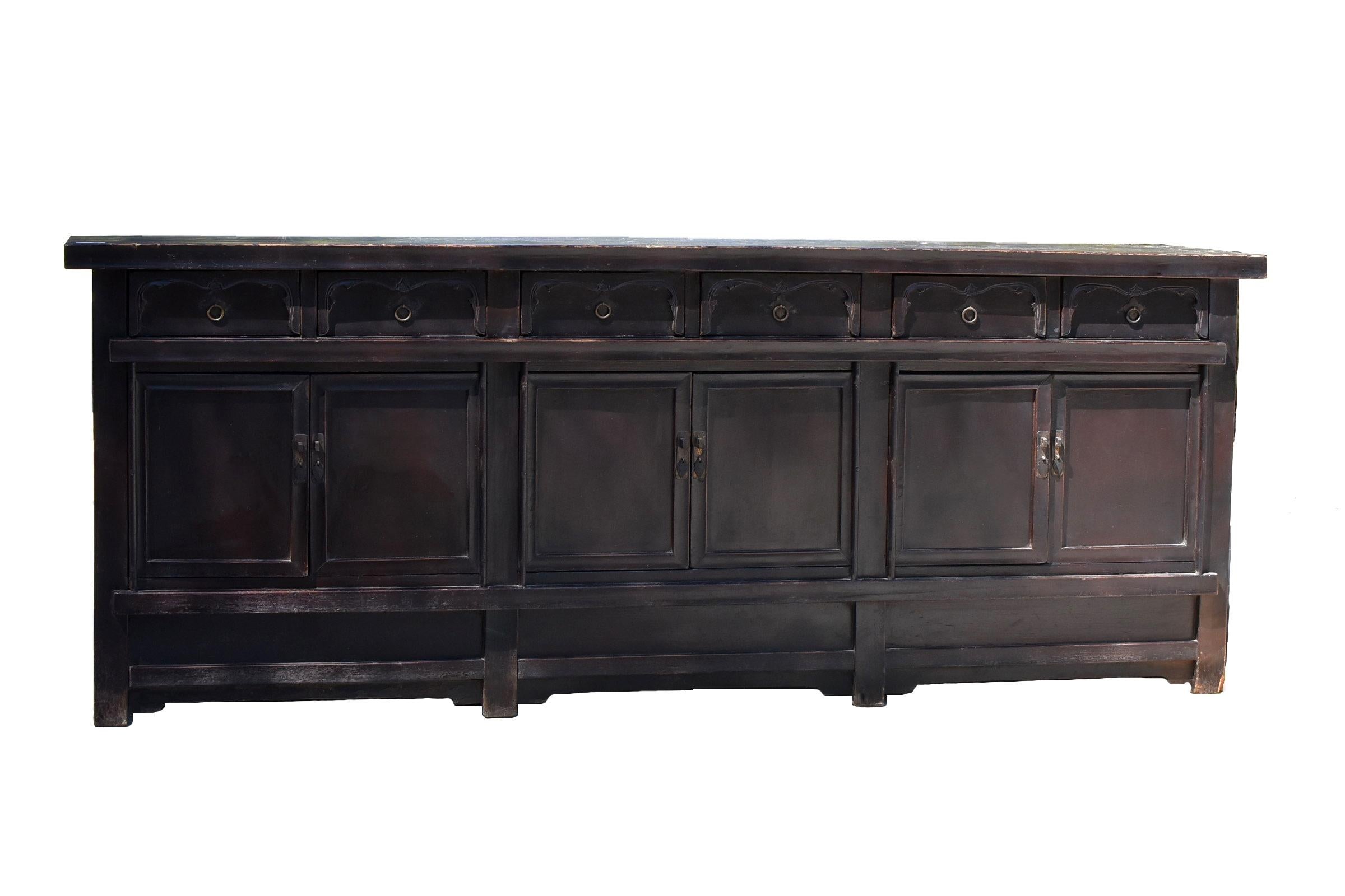 Monumental 19th Century Chinese Black Sideboard 9'8