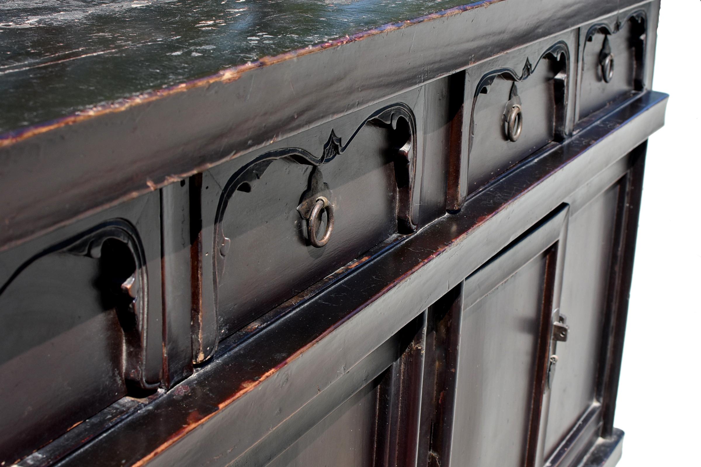 Monumental 19th Century Chinese Black Sideboard 9'8