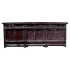Monumental 19th Century Chinese Black Sideboard 9'8" 