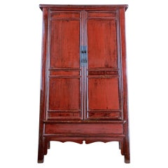 Monumental 19th Century Chinese Red Lacquer Cupboard