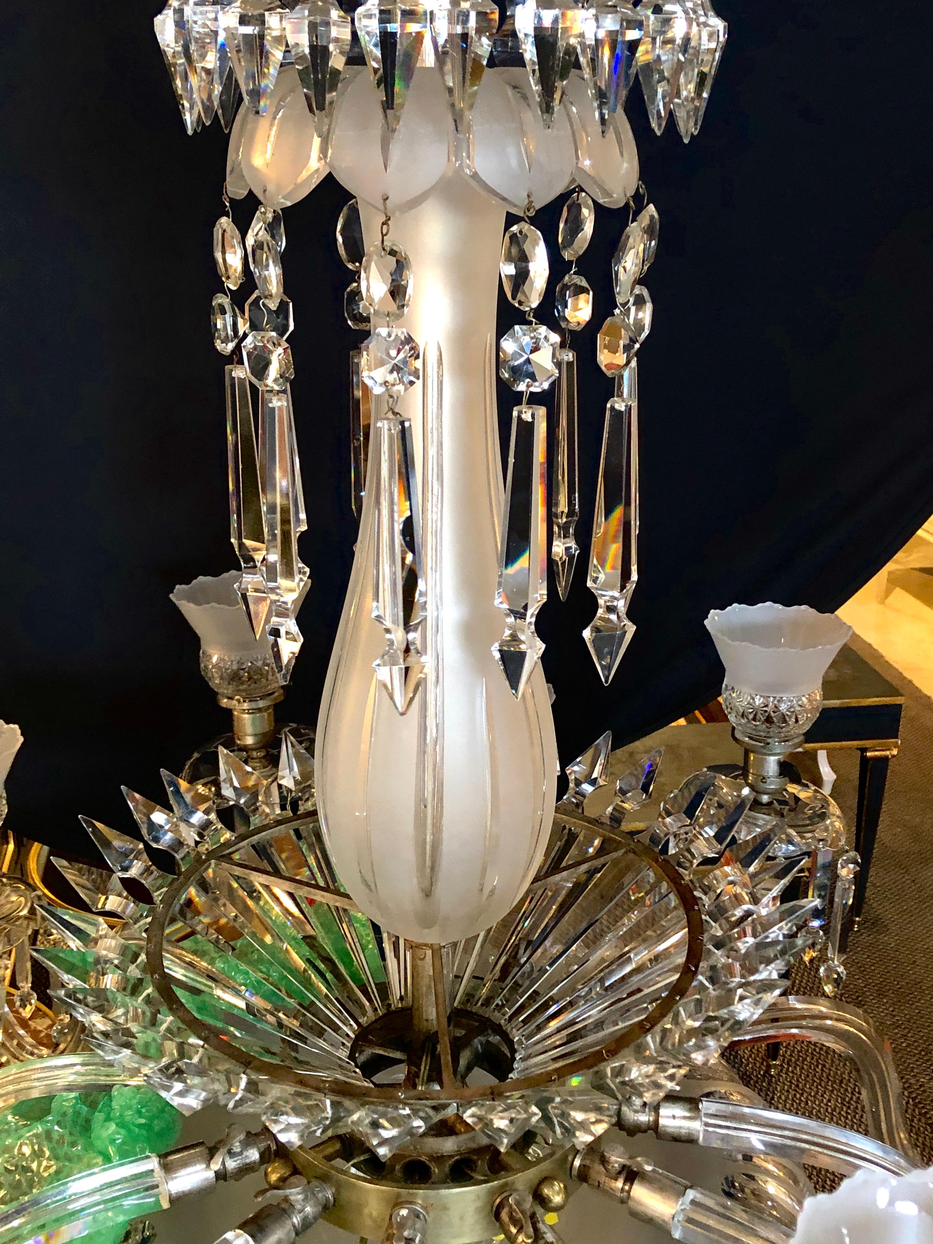 Victorian 19th Century Crystal & Lalique Style Cornelius & Baker Chandelier For Sale 2