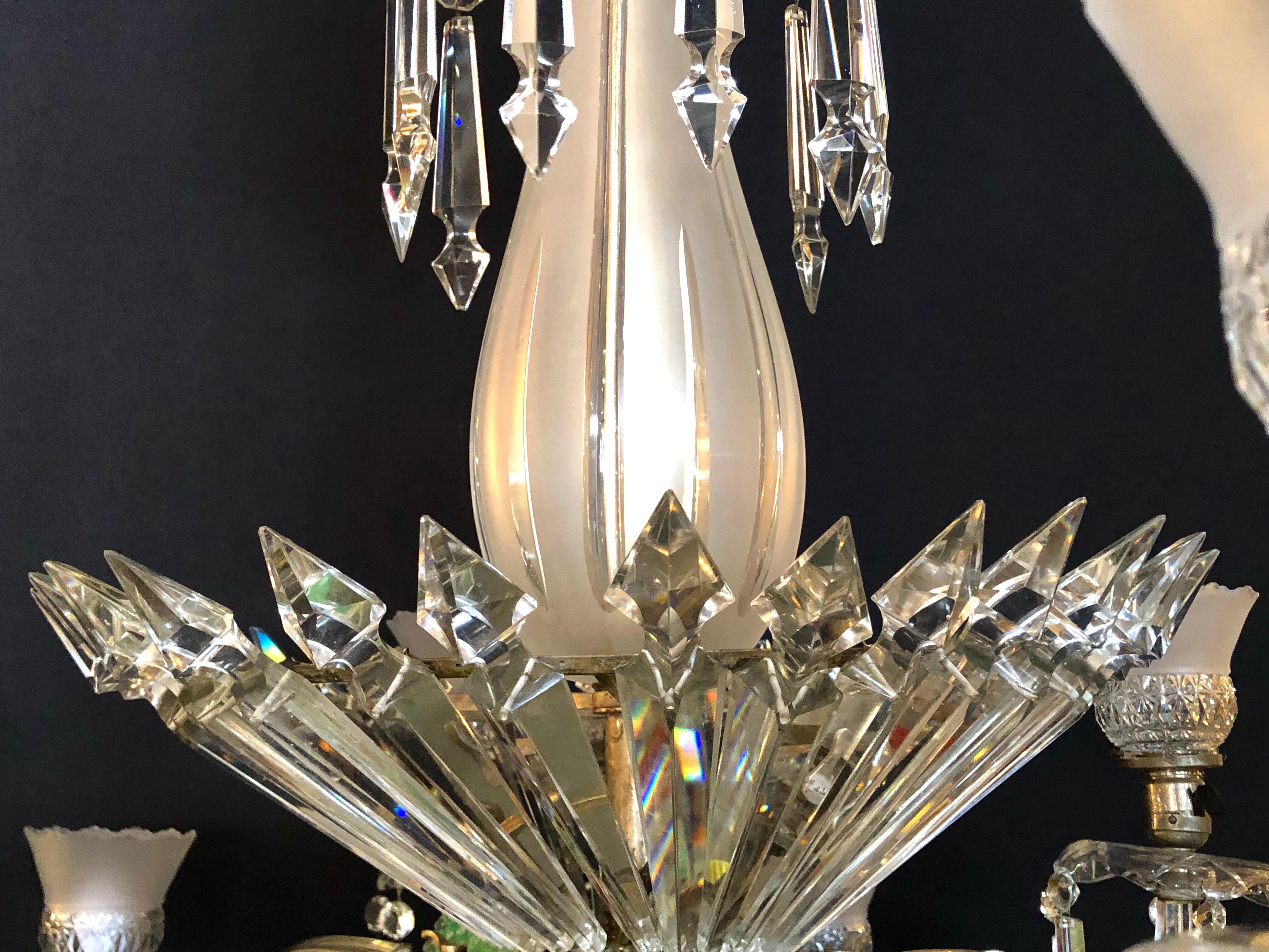 Victorian 19th Century Crystal & Lalique Style Cornelius & Baker Chandelier For Sale 3