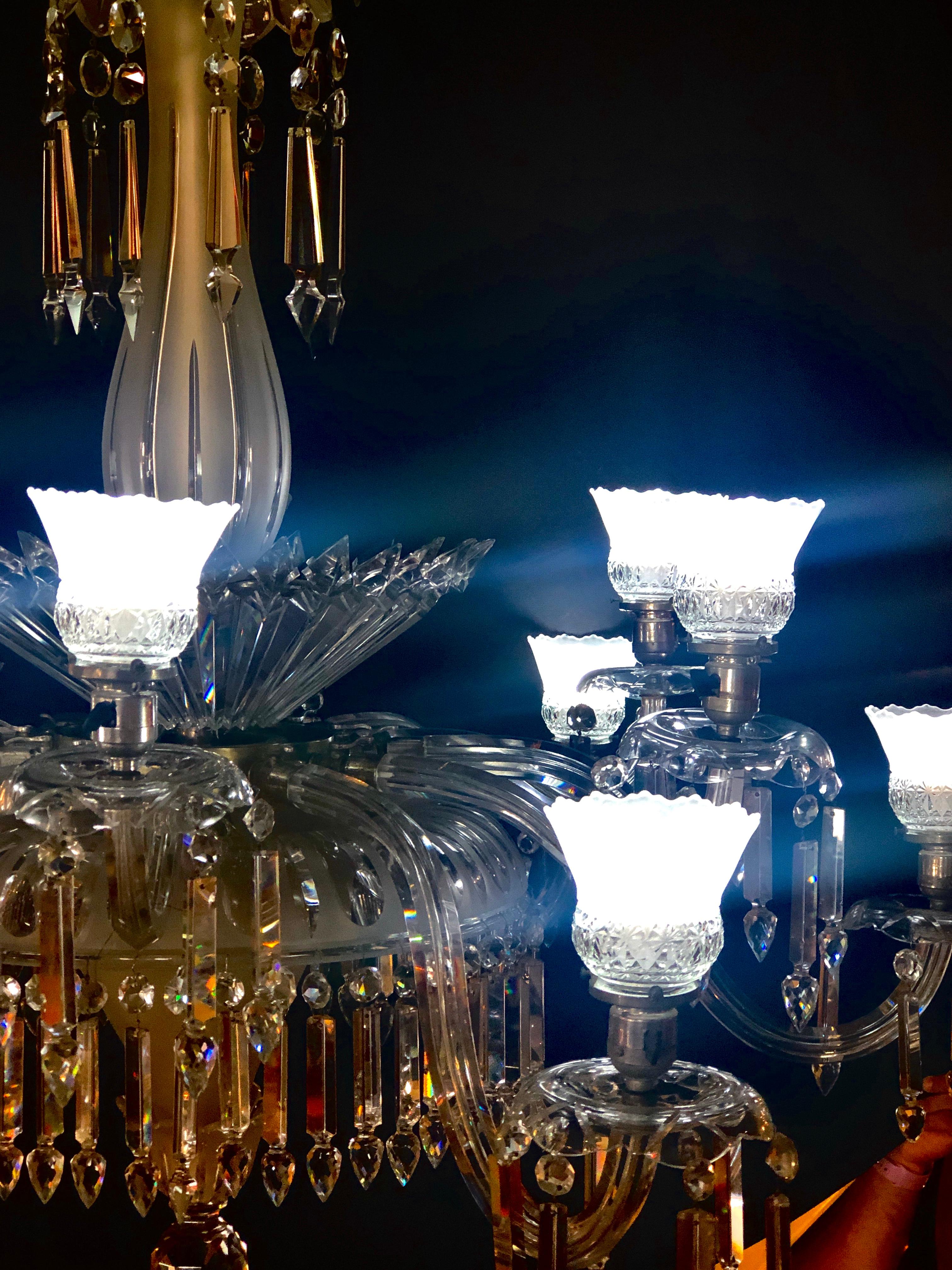 Victorian 19th Century Crystal & Lalique Style Cornelius & Baker Chandelier For Sale 5