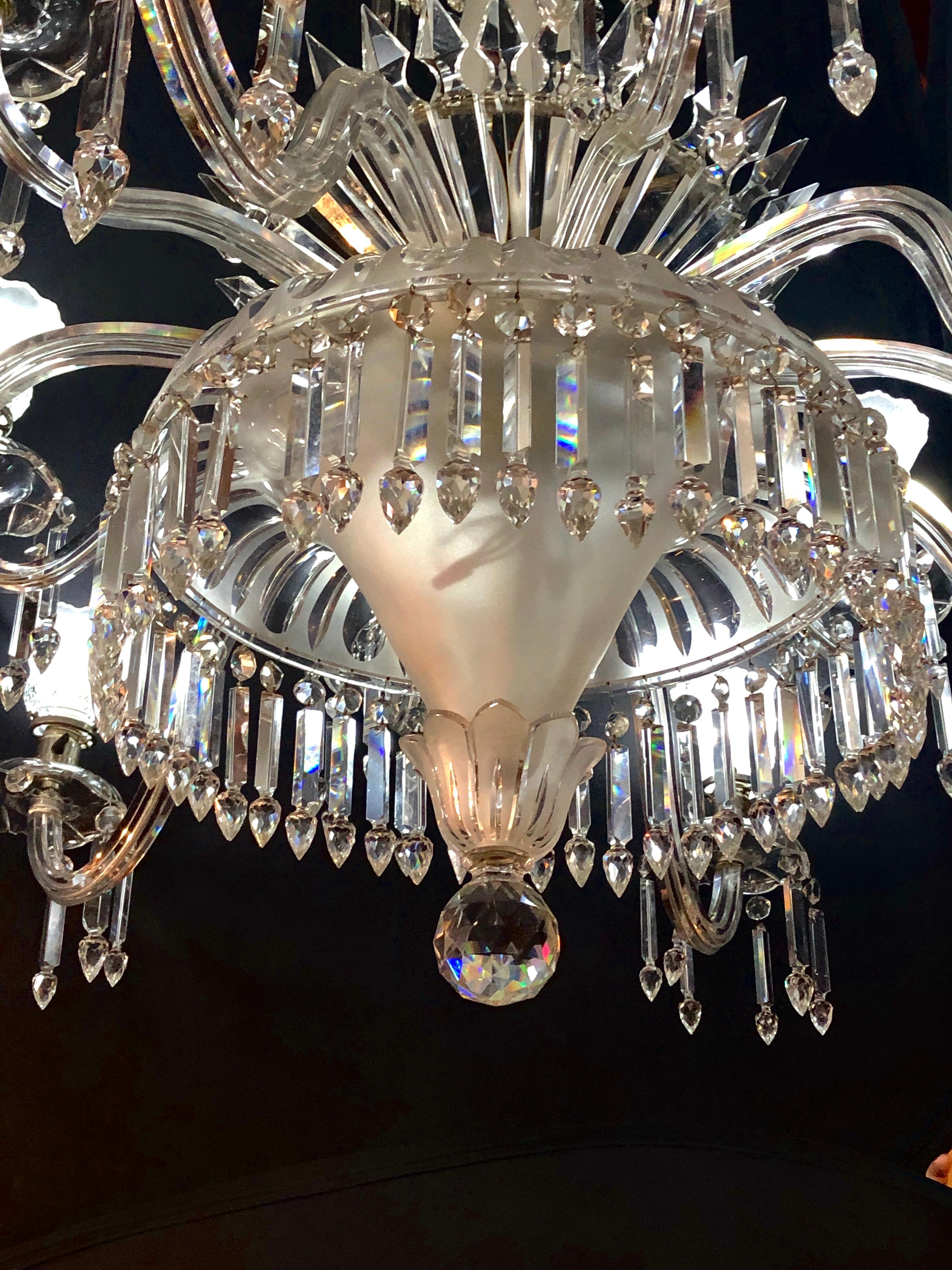 Victorian 19th Century Crystal & Lalique Style Cornelius & Baker Chandelier For Sale 7